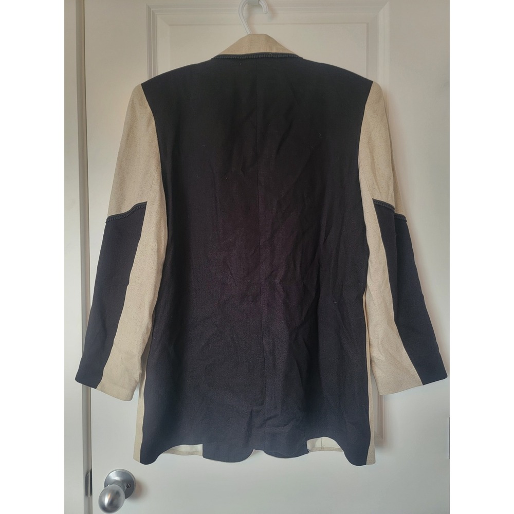 White on White Original Vintage Blazer Rayon Linen Colorblock Embroidered USA - Picture 4 of 8